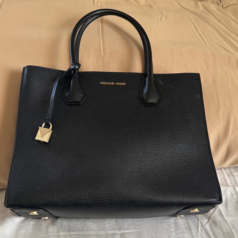 Michael Kors Black Tote with Gold Accents